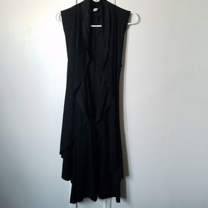 Suede Black Sleeveless Duster with Belt